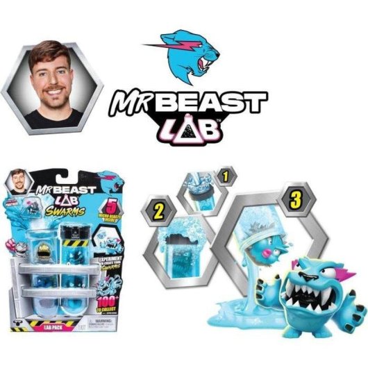 Figura Miniatura Moose Toys Mrbeast Lab Swarms Pack 5 Cápsulas