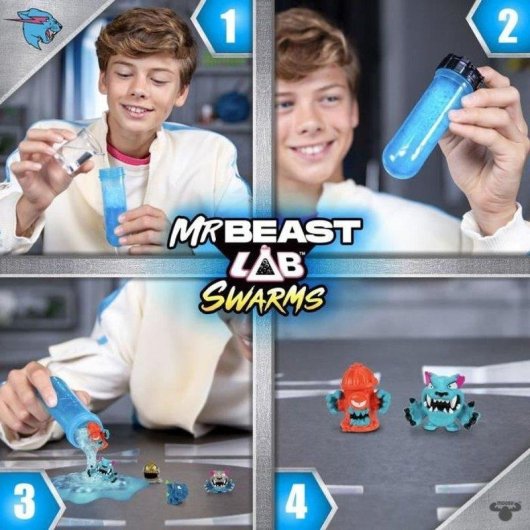 Figura Miniatura Moose Toys Mrbeast Lab Swarms Pack 5 Cápsulas
