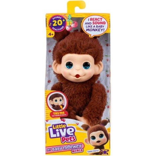 Pelúcia Interativa Little Live Pets Chikki Cherry Macaco