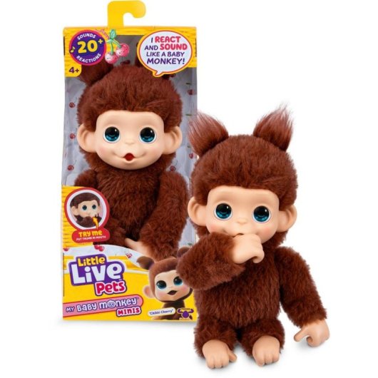 Pelúcia Interativa Little Live Pets Chikki Cherry Macaco