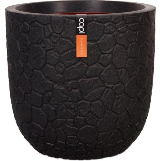 Macetero Redondo Capi Clay NL Negro 43 cm con Capa Aislante