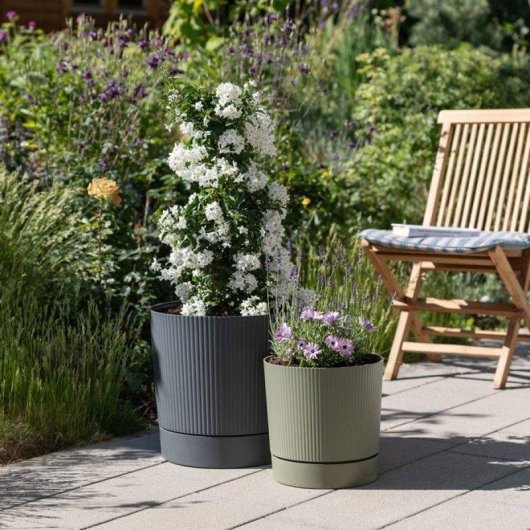 Maceta Garden ID Lino ronde avec réservoir 43 L vert mousse 47 cm