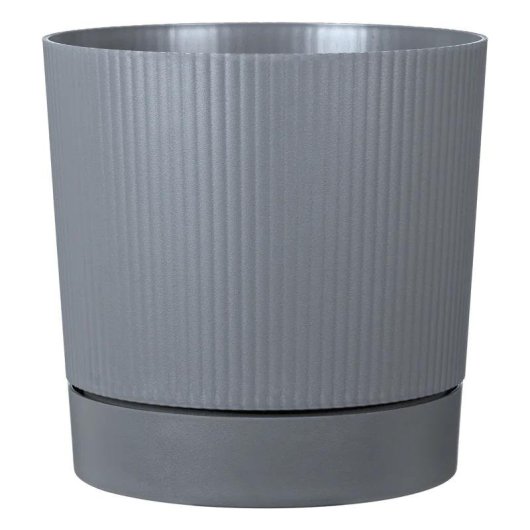 Maceta Garden ID Lino Redonda Autorregante Gris Pure 47x46 cm 43 L Plástico Reciclado