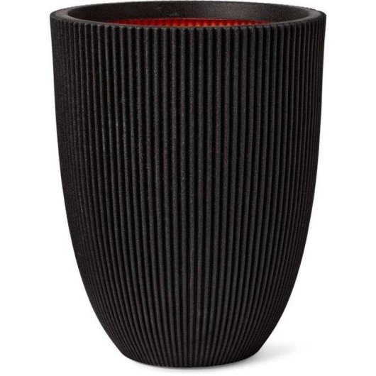 Maceta redonda Capi Groove NL Elegant Low Negra 34 x 46 cm
