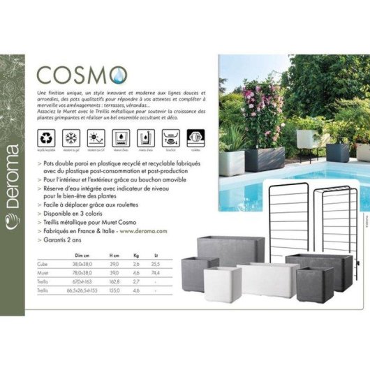 Support de Plantes Deroma Cosmo Gris 78 x 163 cm pour Plantes Grimpantes