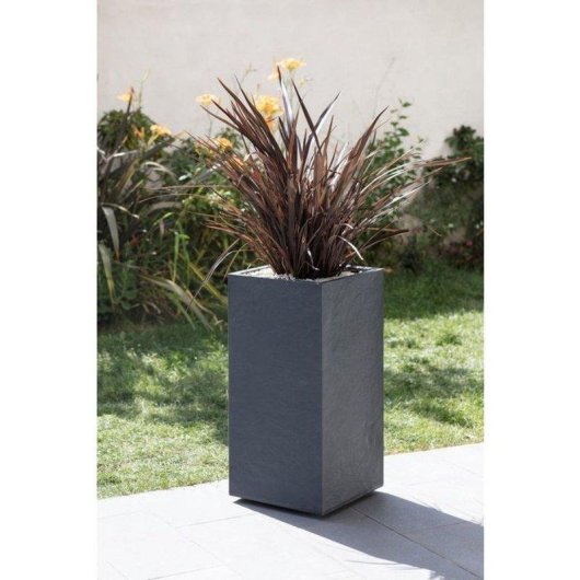 Jardinière EDA Volcania Carrée Anthracite 31 L Double Paroi Modulaire