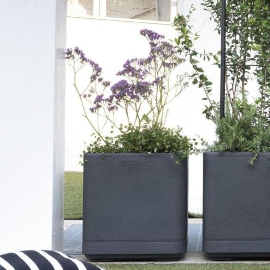 Jardinière Deroma Cosmo Carrée Anthracite avec Réservoir d'Eau 38 x 39 cm