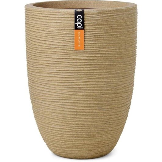 Maceta baja decorativa Capi Rib NL Beige 46 x 58 cm aislante interior exterior