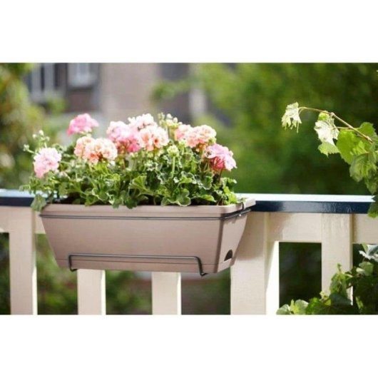 Jardinière Elho Barcelona Allin1 50 Taupe 9,5 L avec Support et Plateau
