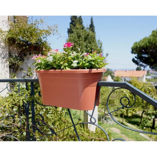 Jardiniere Venezia Artevasi Balcon 30x60x27 cm Gris Anthracite