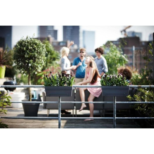 Jardinière de Balcon Elho Loft Urban Allin1 Noire avec Réservoir d’Eau Intégré
