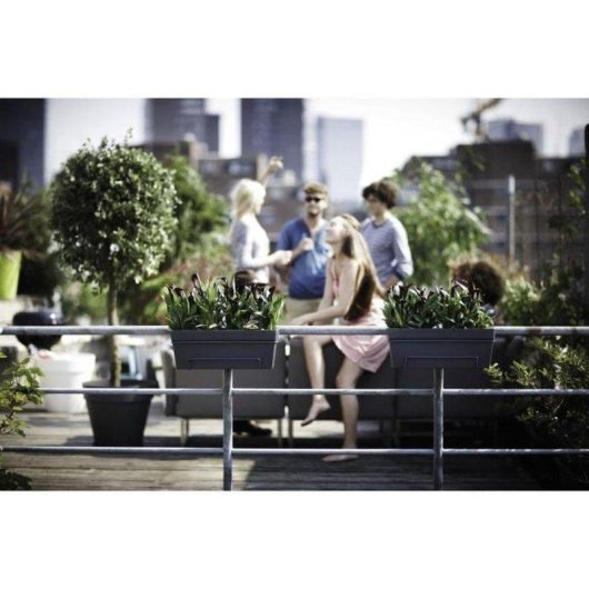 Jardinière de Balcon Elho Loft Urban Allin1 Noire avec Réservoir d’Eau Intégré