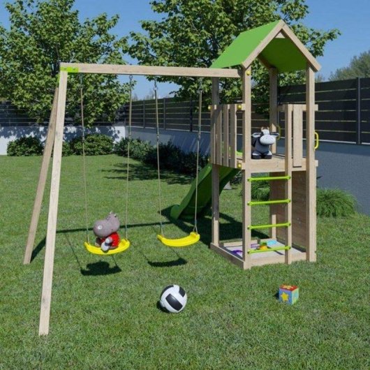 Parc de jeux en bois Trigano Smart Xperience avec toboggan