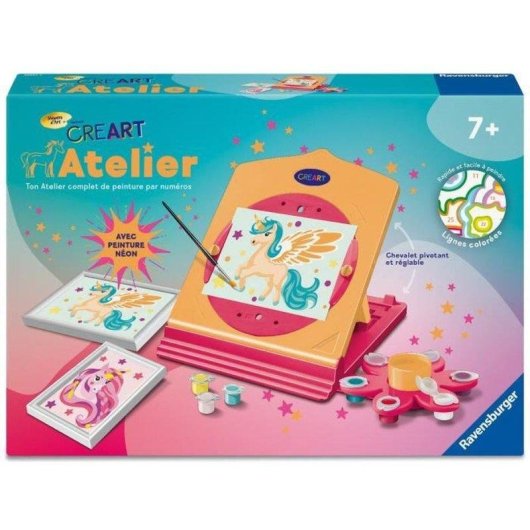Kit peinture par numeros Ravensburger CreArt Unicorn Neon