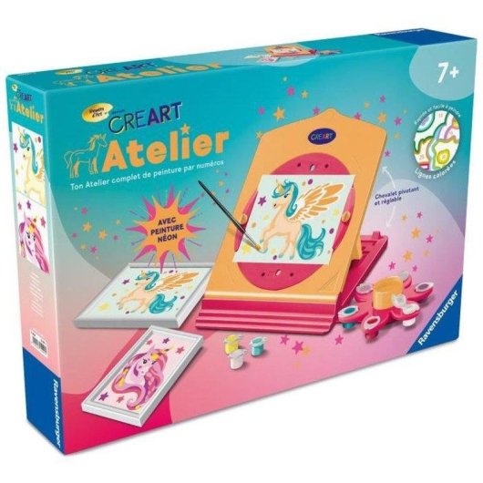 Kit peinture par numeros Ravensburger CreArt Unicorn Neon