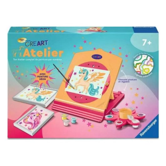 Kit peinture par numeros Ravensburger CreArt Unicorn Neon
