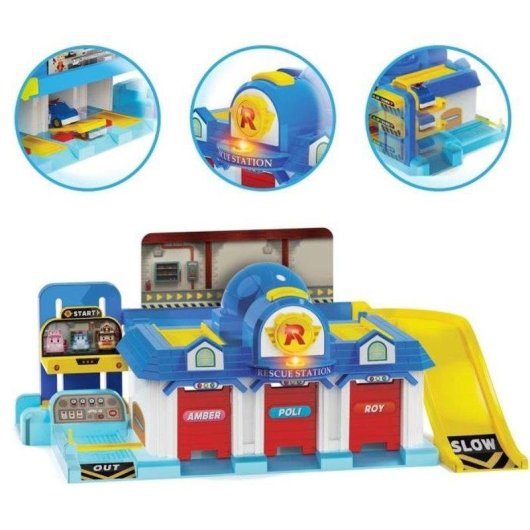 Garage Playset Silverlit Robocar Poli HQ Le QG avec ascenseur