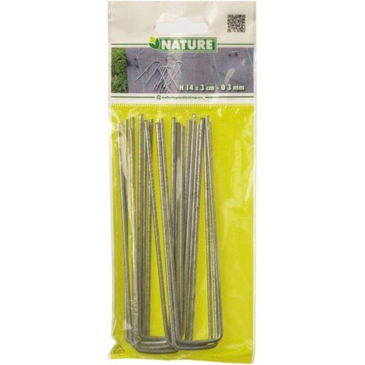 Grampo de Ancoragem Nature galvanizado cinza para tela de jardinagem Ø3 mm H14x3 cm