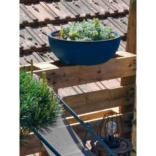 Macetero Riviera Redondo Efecto Granito Azul 40 cm 12 L