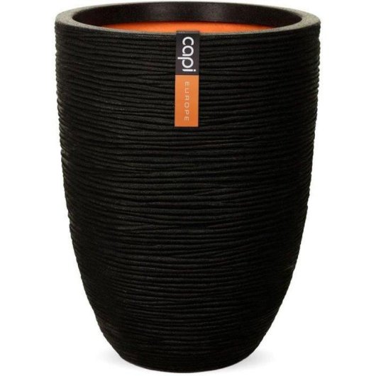 Macetero Capi Nature Rib Negro Reciclado 46 x 58 cm 75 L Doble Pared Aislante