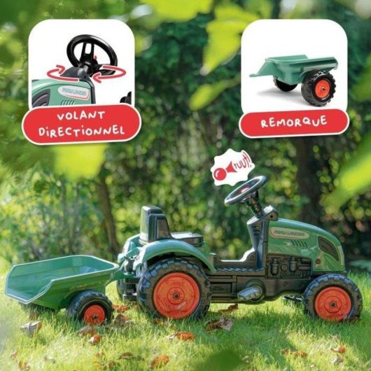 Tracteur a pedales Falk Farm Lander remorque