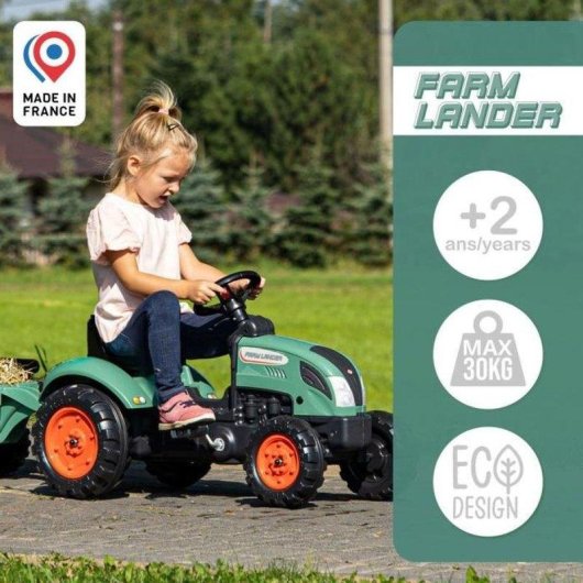 Tracteur a pedales Falk Farm Lander remorque