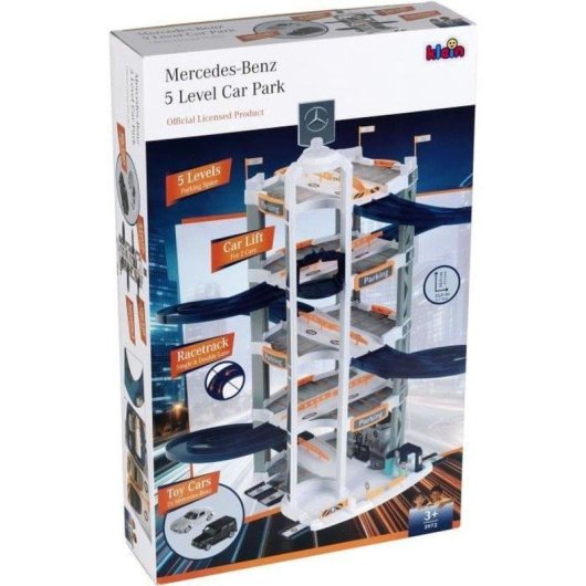 Garaje de juguete Klein Mercedes-Benz de 5 niveles con ascensor y pistas reversibles