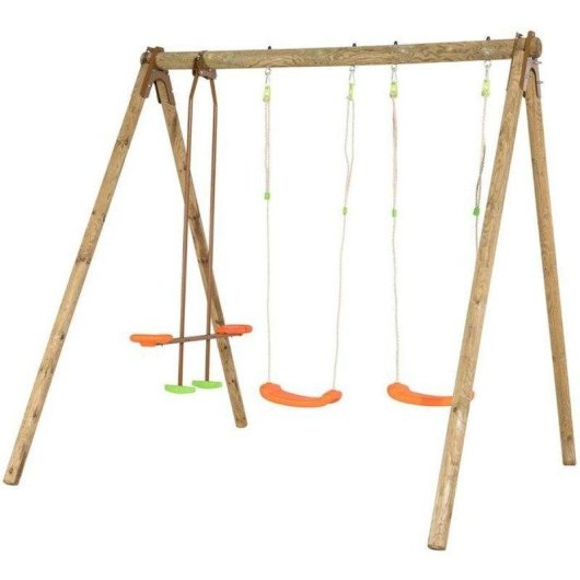 Portique de jardin TRIGANO Darifou pin massif 2 balançoires module frontal