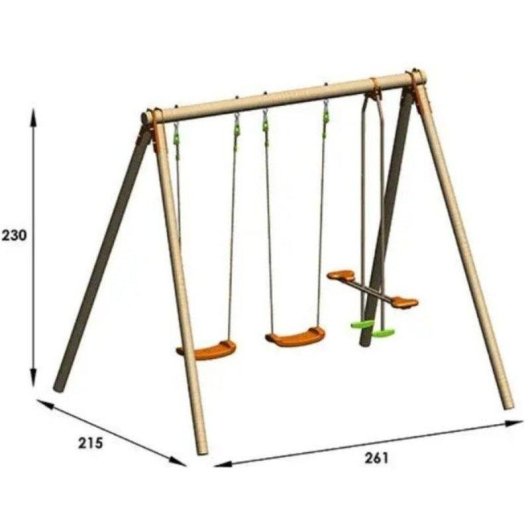 Portique de jardin TRIGANO Darifou pin massif 2 balançoires module frontal