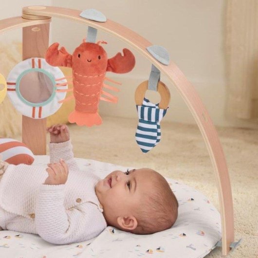 Tapete de jogo Ingenuity Cozy Spot com arco de madeira desmontavel e 5 brinquedos