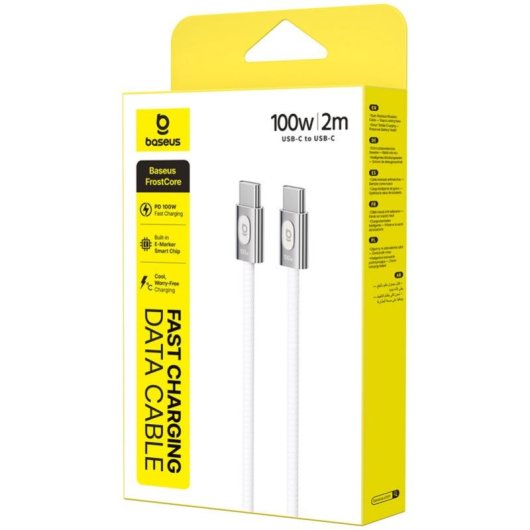 Cable USB-C Baseus FrostCore 2 m 100 W Blanc Moon