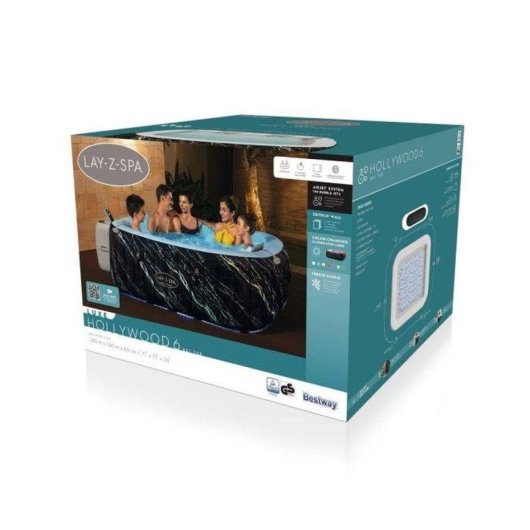 Spa gonflable Bestway Lay-Z-Spa Hollywood Luxe AirJet carre 4-6 personnes