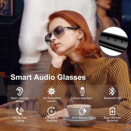 Blackview Gafas Inteligentes Altavoces Protección UV Batería 6h Negras