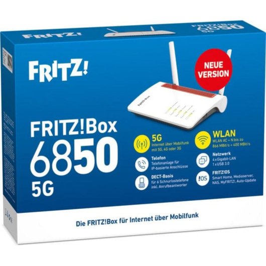 Router AVM FRITZ! Box 6850 5G WiFi 5 866 Mbps DECT ULE Bureau
