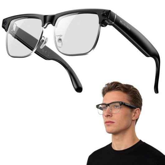 Blackview Bv200 Lunettes intelligentes Caméra IA Intégrée Appel Bluetooth Traduction Noir