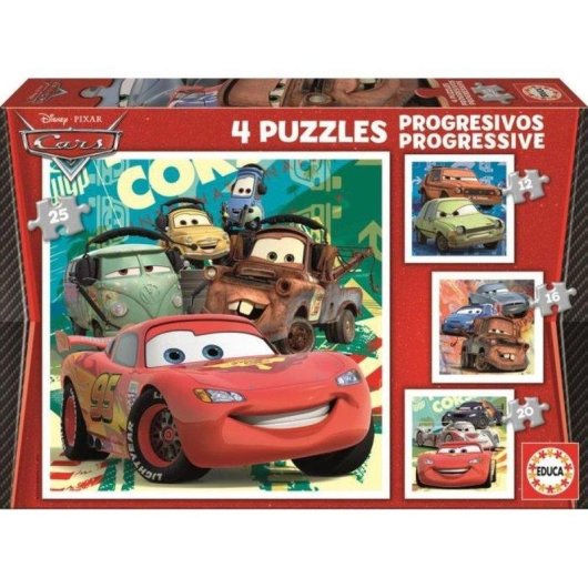 Puzzle Educa Cars Progressivo Disney Pixar 16x16 cm 3+ Anos