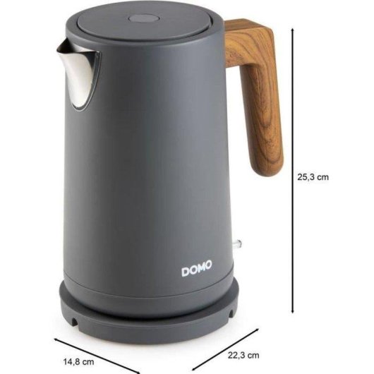 Wasserkocher Domo DO9268WK 1,7 L Grau Matt Mit Griff Holzoptik
