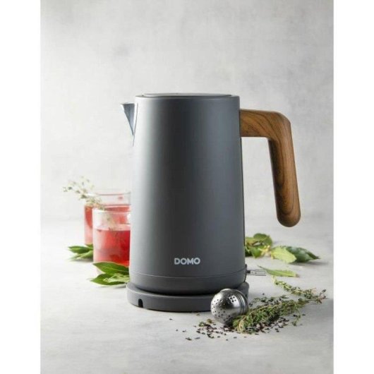 Wasserkocher Domo DO9268WK 1,7 L Grau Matt Mit Griff Holzoptik