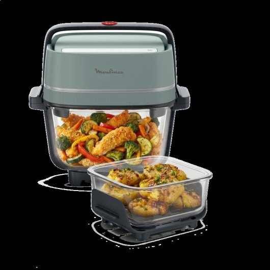 Friggitrice ad Aria Moulinex Crisp & Go FY7014E0 Vetro 5,2L 1700W Doppio