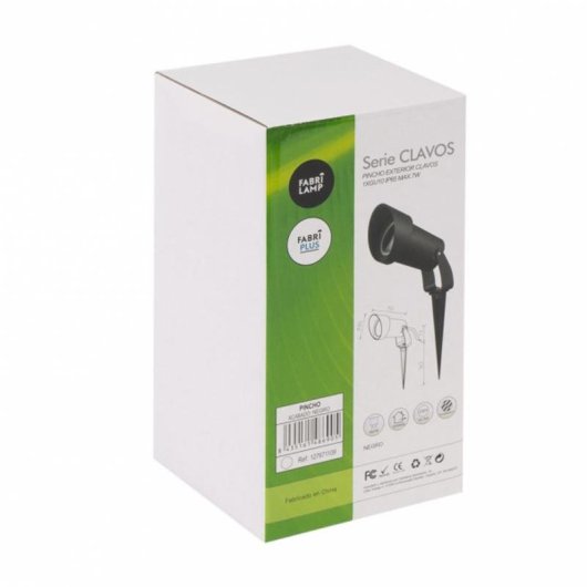 Pincho de exterior FABRILAMP Clavos Policarbonato Negro IP65 GU10