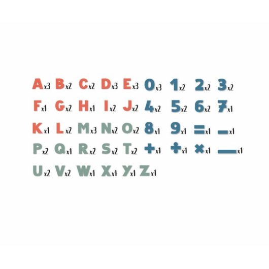 Smoby 430108 Letras e Números Magnéticos 72 Peças Jogo Educativo