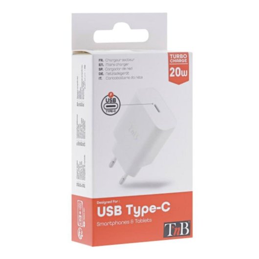 Chargeur Mural TnB CHPD20W2 20W Power Delivery Blanc