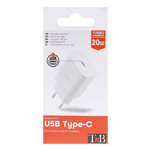Chargeur Mural TnB CHPD20W2 20W Power Delivery Blanc