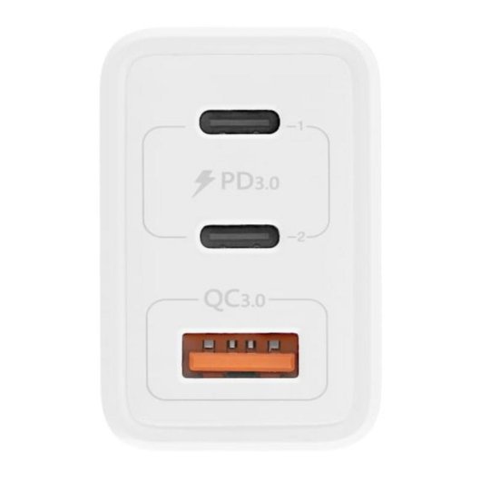 Caricatore TnB CHGAN65W GaN 65W 2 USB-C USB-A Bianco