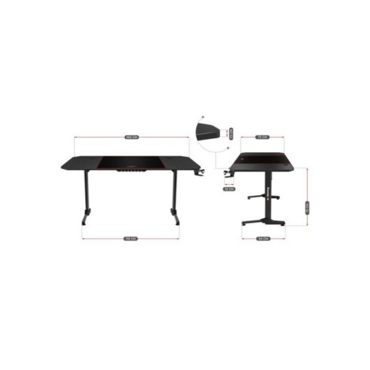 Mesa Gaming Huzaro Hero 4.7 160cm Fibra de Carbono Mate Ergonomica