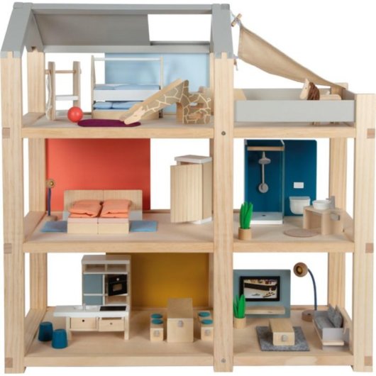 Maison de poupée SMALL FOOT Nature Bois 3 étages 67 cm