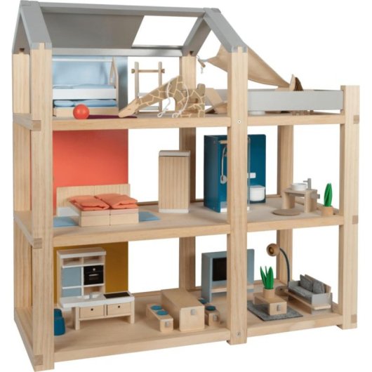 Maison de poupée SMALL FOOT Nature Bois 3 étages 67 cm