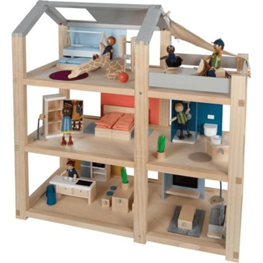Maison de poupée SMALL FOOT Nature Bois 3 étages 67 cm
