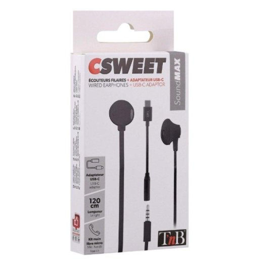 Auriculares TnB Sweet com fio USB-C para chamadas e música, preto