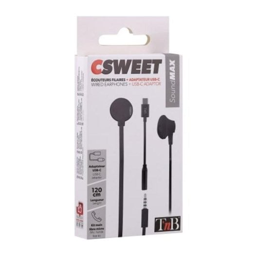 Auriculares TnB Sweet com fio USB-C para chamadas e música, preto